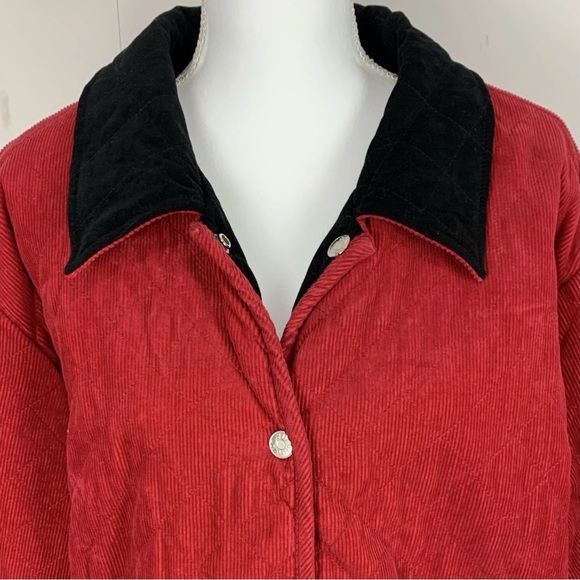 Denim & Co Women Plus Size 2X Chore Barn Coat Reversible Corduroy Velvet Quilted - Picture 2 of 14